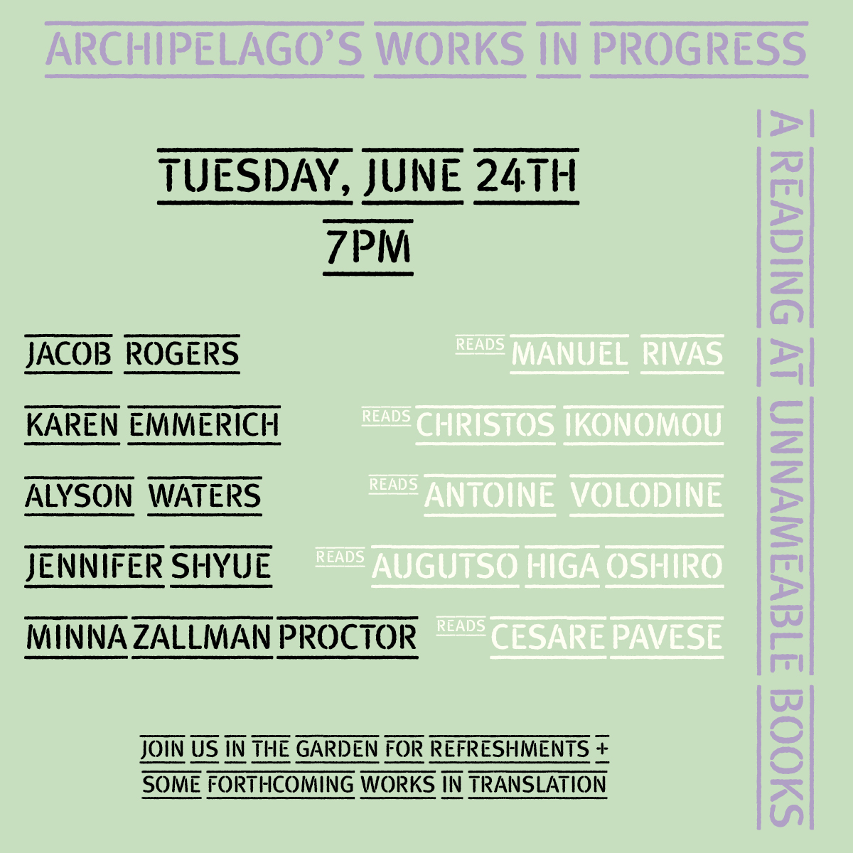 works in progress reading